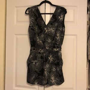 LOFT floral black and white romper in XS